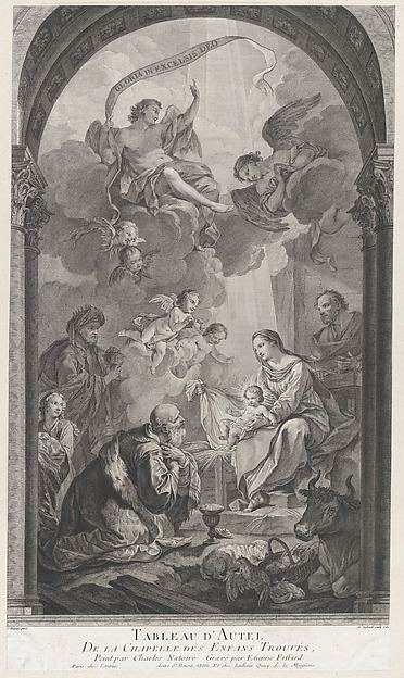 The Chapel of the Enfants-Trouvés in Paris: Les Rois mages Gaspard et Melchoir adorant l'Enfant Jésus by Etienne Fessard
