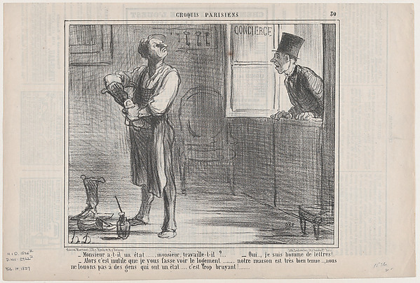 Monsieur a-t-il un état..., from Croquis Parisiens, published in Le Charivari, February 15, 1857