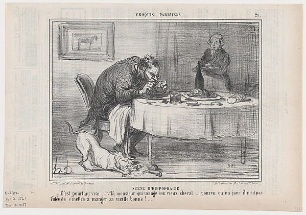 Scêne d'Hippophagie, from Croquis Dramatiques, published in Le Charivari, January 10, 1857