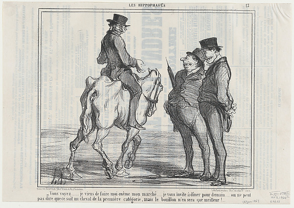 Vous voyez....je viens de faire...mon marché..., from Les Hippophages, published in Le Charivari, January 13, 1857