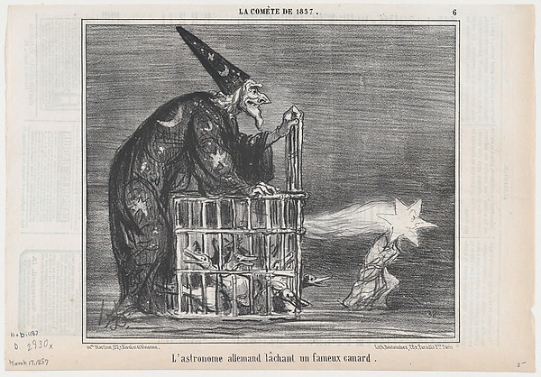 L'astronome allemand lâchant un fameux canard, from La Comète de 1857, published in Le Charivari, March 17, 1857