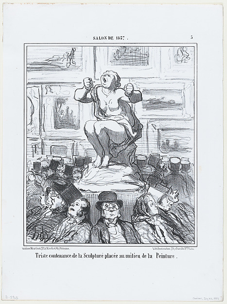 Triste contenance de la Sculpture placée au milieu de la Peinture, from Le Salon de 1857, published in "Le Charivari"