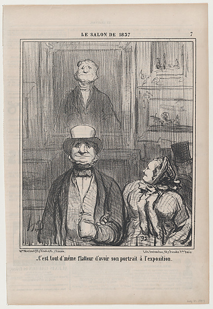 C'est tout d'même flatteur d'avoir son portrait à l'exposition, from Le Salon de 1857, published in Le Charivari, August 31, 1857