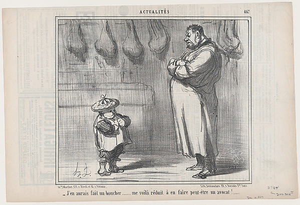 J'en aurais fait un boucher..., from Actualités, published in Le Charivari, December 10, 1857
