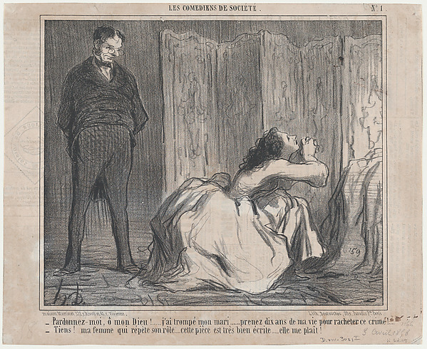 Pardonnez-moi, ô mon Dieu!..., from Les Comédiens de Société, published in Le Charivari, April 3, 1858