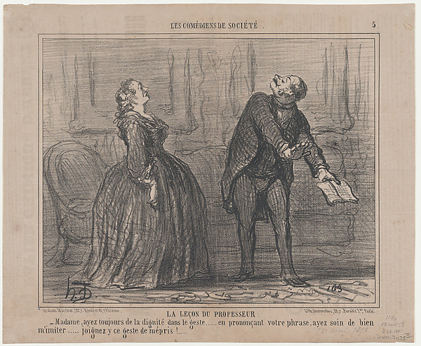Le leçon du professeur, from Les Comédiens de Société, published in Le Charivari, April 12, 1858