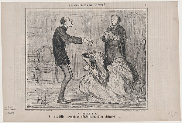 La Répétition, from Les Comediens de Société, published in Le Charivari, April 15, 1858