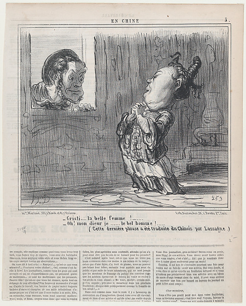 Cristi!...la belle femme!..., from En Chine, published in Le Charivari, December 25, 1858