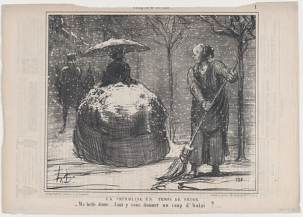 La crinoline en temps de neige, from Croquis d'Hiver, published in Le Charivari, November 13, 1858
