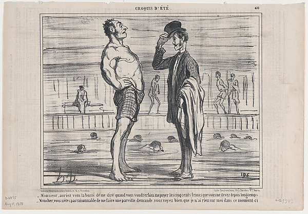 Monsieur, auriez vous la bonté de me dire..., from Croquis d'Été, published in Le Charivari, August 5, 1858
