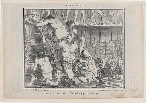 Aux Bains Deligny, from Croquis Été, published in Le Charivari, July 9, 1858