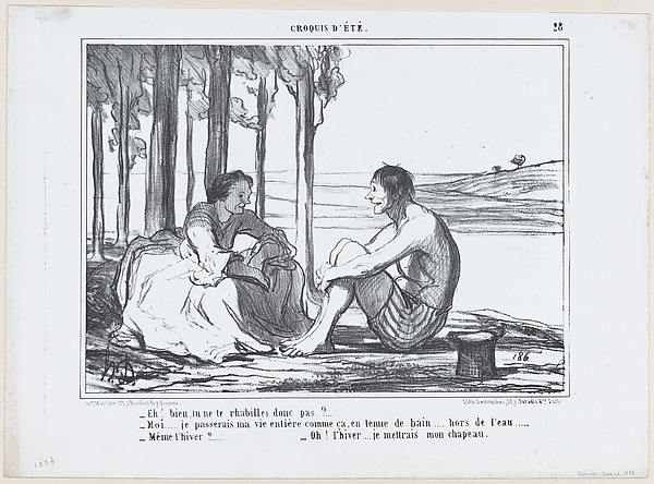 Eh! bien, tu ne te rhabilles donc pas?..., from Croquis d'Été, published in Le Charivari, June 26, 1858