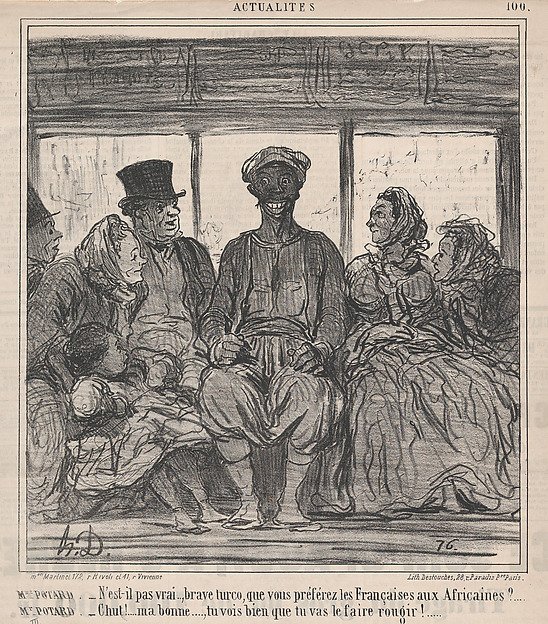 N'est-il pas vrai, brave turco, que vous préférez les Françaises aux Africaines?..., from Les Actualités, published in Le Charivari, August 31, 1859