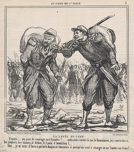 La Levée du Camp, from Au Camp de Saint-Maur, published in Le Charivari, September 3, 1859