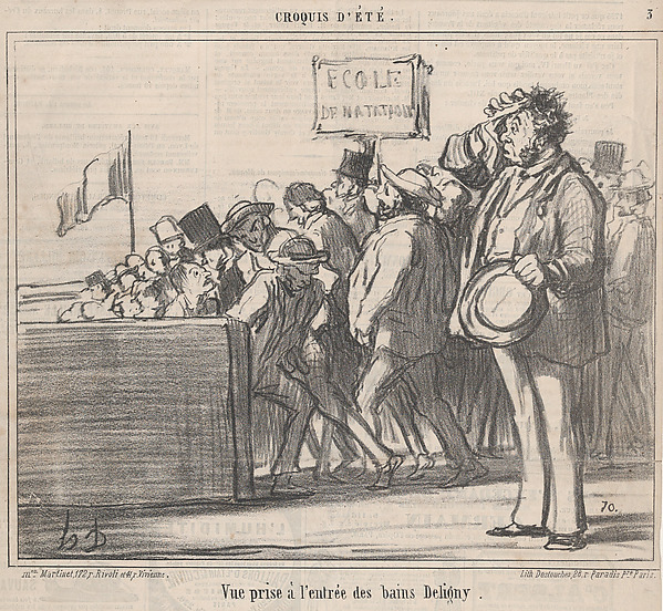 Vue prise à l'entrée des bains Deligny, from Croquis d'Été, published in Le Charivari, August 10, 1859