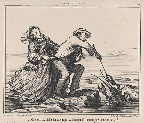 Mon ami..., lâche lui ta canne.... from Aux Bains de Mer, published in Le Charivari, September 28, 1859
