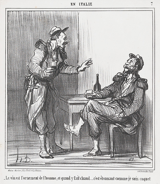Le vin est l'ornament de l'homme...., from En Italie, published in Le Charivari, August 9, 1859