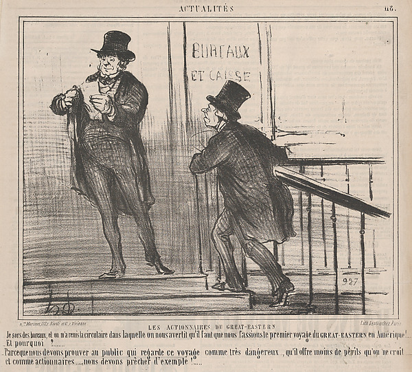 LES ACTIONNAIRES DU GREAT-EASTERN...., from En Italie, published in Le Charivari, November 21, 1859