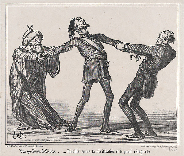 Une position difficile., from Actualités, published in Le Charivari, November 5, 1859