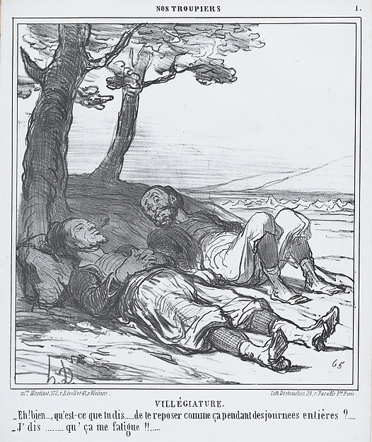 Villégiature, from Nos Troupiers, published in Le Charivari, July 26, 1859