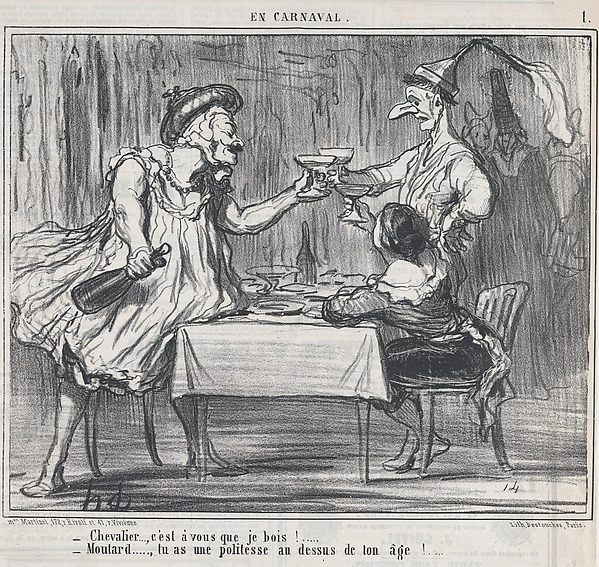 Chevalier..., c'est à vous que je bois!...., from En Carnaval, published in Le Charivari, March 4, 1859