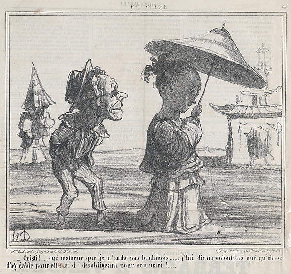 Cristi! ..... qué malheur...., from En Chine, published in Le Charivari, January 12, 1859