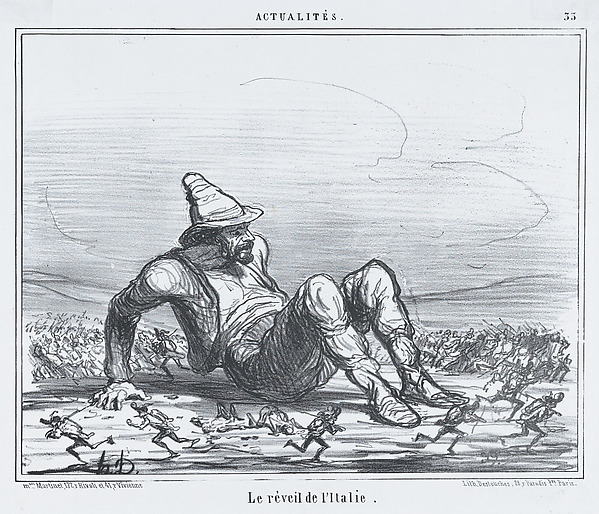 Le réveil de l'Italie, from Actualités, published in Le Charivari, May 7, 1859