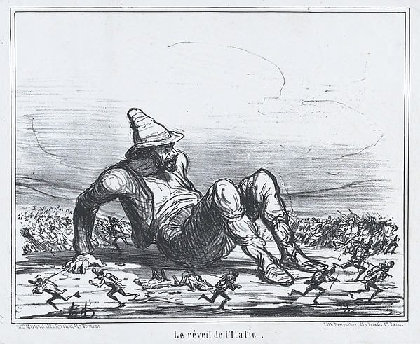 Le Réveil de l'Italie, from Actualités, published in "Le Charivari"