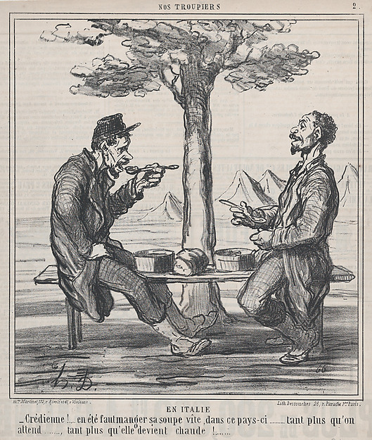 En Italie, from Nos Troupiers, published in Le Charivari, July 28, 1859