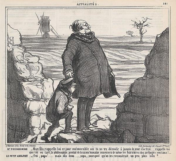 Mr. Prudhomme and young Adolph, from 'News of the Day,' published in Le Charivari, January 27, 1860