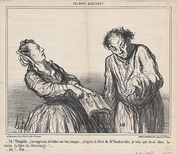Ah, Théophile, what ghastly things I am reading about you, from 'These good Parisians,' published in Le Charivari, January 30, 1860
