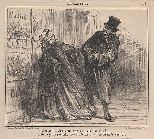 My dear, come and have a look at these beautiful diamonds!, from 'News of the Day,' published in Le Charivari, January 20, 1860