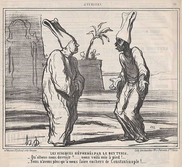 Eunuchs Reformed by the Bey of Tunis, from 'News of the Day,' published in Le Charivari, January 18, 1860