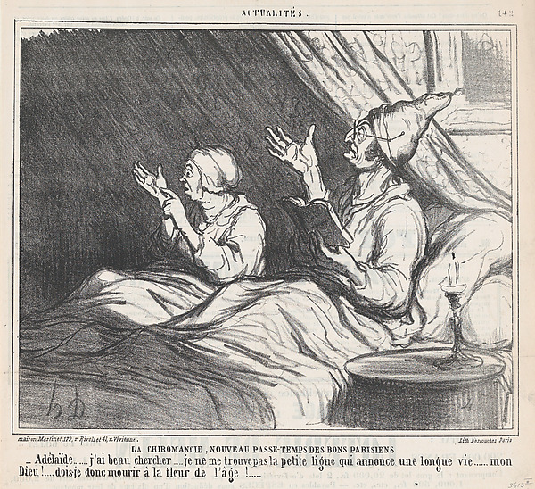 Palmistry, New Parisian Pastime, from 'News of the Day,' published in Le Charivari, February 1, 1860