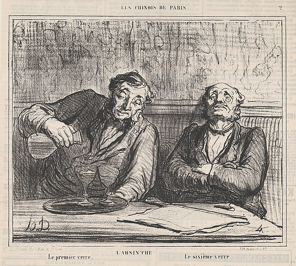 Absinthe: The first glass, the sixth glass, from 'The Chinese of Paris," published in Le Charivari, December 22, 1863