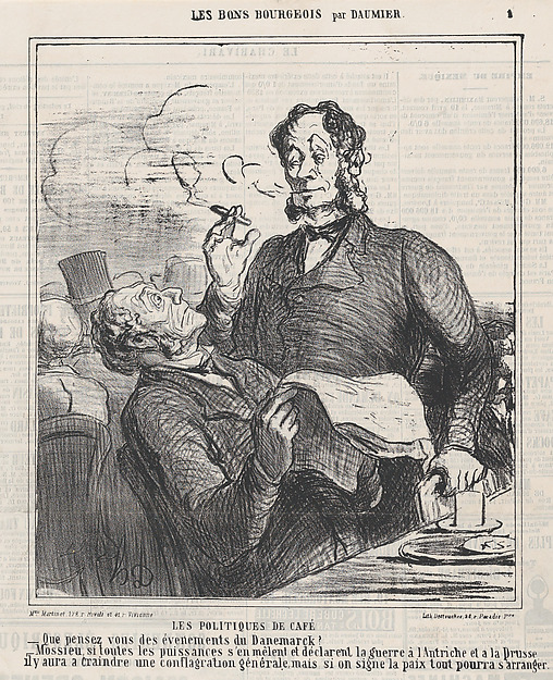 Coffee house politics, from 'The good bourgeois,' published in "Le Charivari", April 21, 1864
