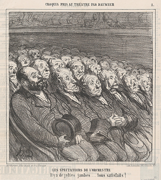 The front row spectators, from 'Theater sketches,' published in Le Charivari, April 9, 1864