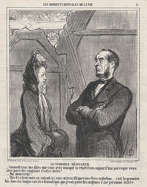 The terrible director, from 'The difficult moments in life,' published in Le Charivari, April 2, 1864