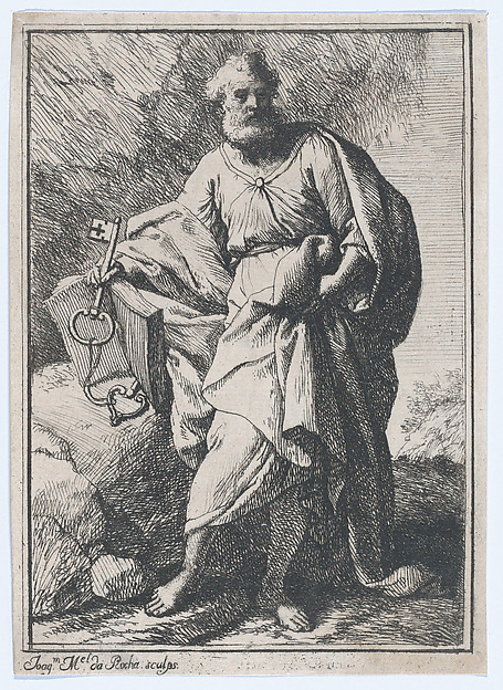 Saint Peter holding keys and an open book, facing left by Joachim Leonardo da Rocha