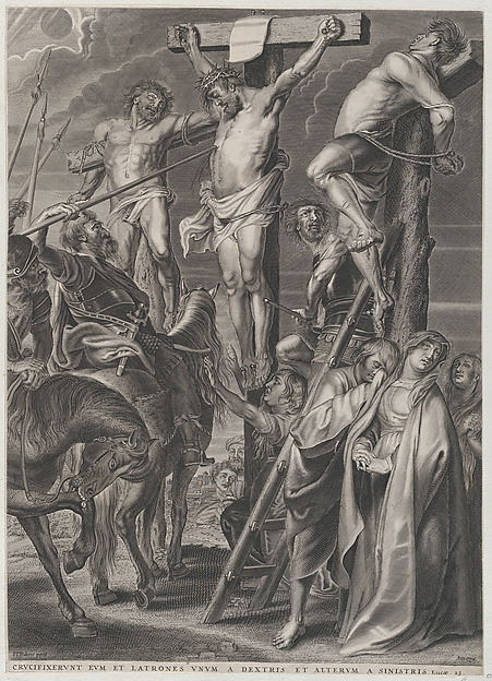 Christ on the cross between the two thieves