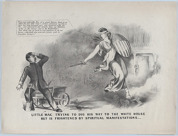 Little Mac Trying to Dig His Way to the White House, But is Frightened by Spiritual Manifestations