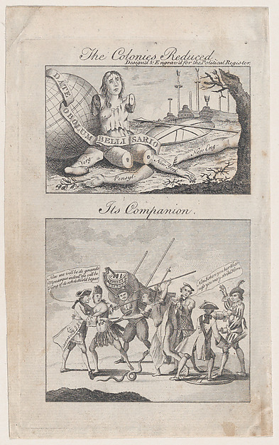 The Colonies Reduced; Its Companion, designed and engraved for The Political Register