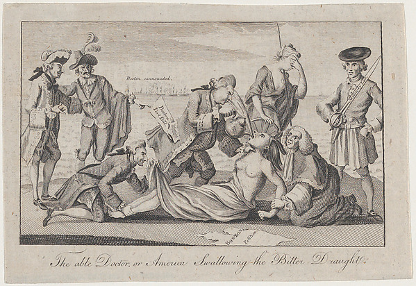 The Able Doctor, or America Swallowing the Bitter Draught, from The London Magazine