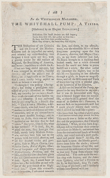 The Whitehall Pump (page from The Westminster Magazine)