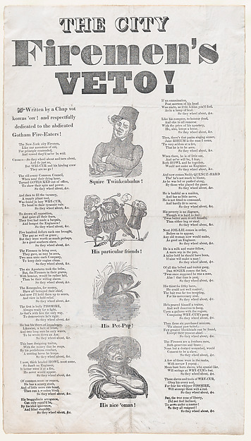 The City Fireman's Veto! Written by a Chap vot knows 'ow! and respectfully dedicated to the abdicated Gotham Fire-Eaters!