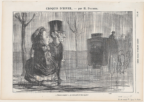 Full again... I think they are doing this on purpose!, from 'Winter sketches,' published in Le Journal pour Rire, December 3, 1864