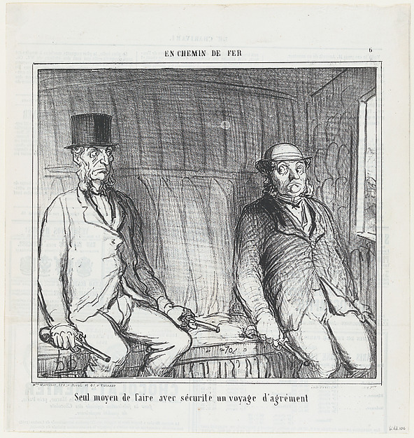 The only way to be safe on a pleasure trip, from 'On the train,' published in Le Charivari, September 3, 1864