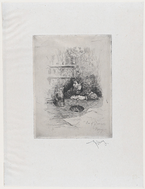 Portrait of the painter Eduardo Zamacois seated at a table