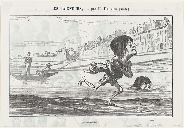A forbidden swimming pleasure, from 'The bathers,' published in Le Petit Journal pour Rire, August 6, 1864