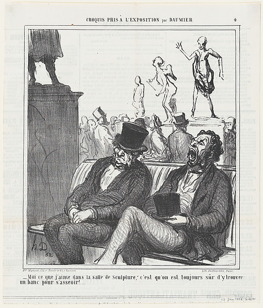 That's what I like about the sculpture room...., from 'Exhibition sketches,' published in Le Charivari, June 13, 1864